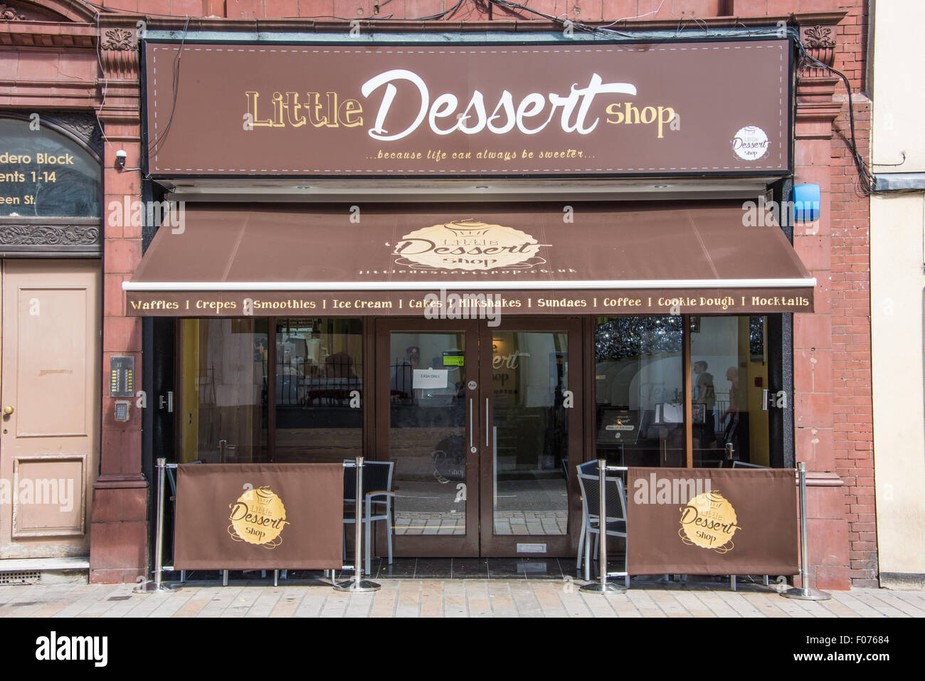 Little Dessert Shop selling delicious cakes, puddings and pastries in Wolverhampton West Midlands UK Stock Photo