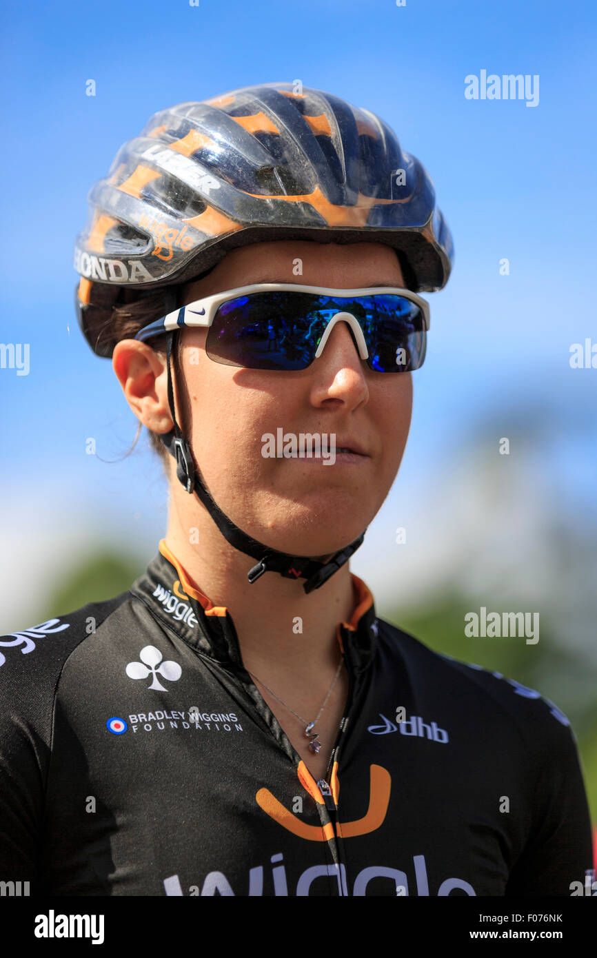 Dani King (Wiggle Honda) before the start of the final stage of the Aviva Women's Tour 2015, Marlow Stock Photo