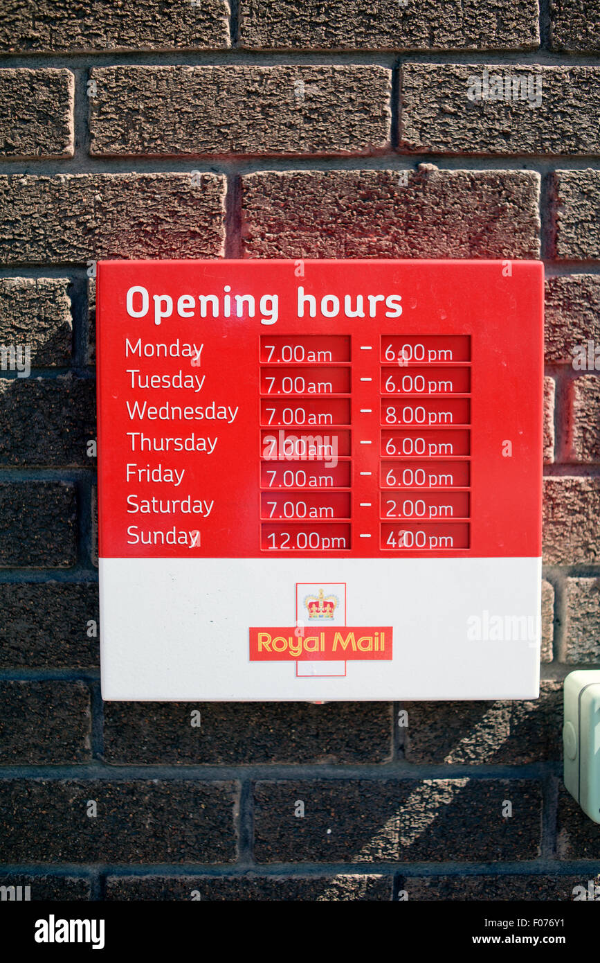 Post Office Opening Hours Stock Photo Alamy