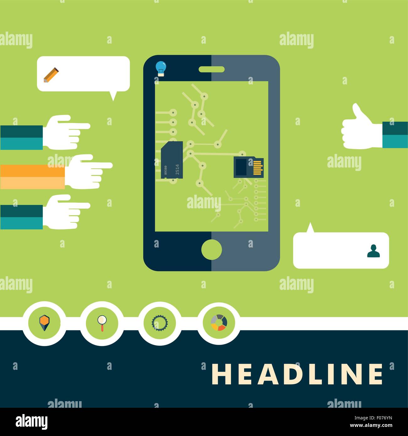 Set of flat design icons for smartphone Stock Vector Image & Art - Alamy