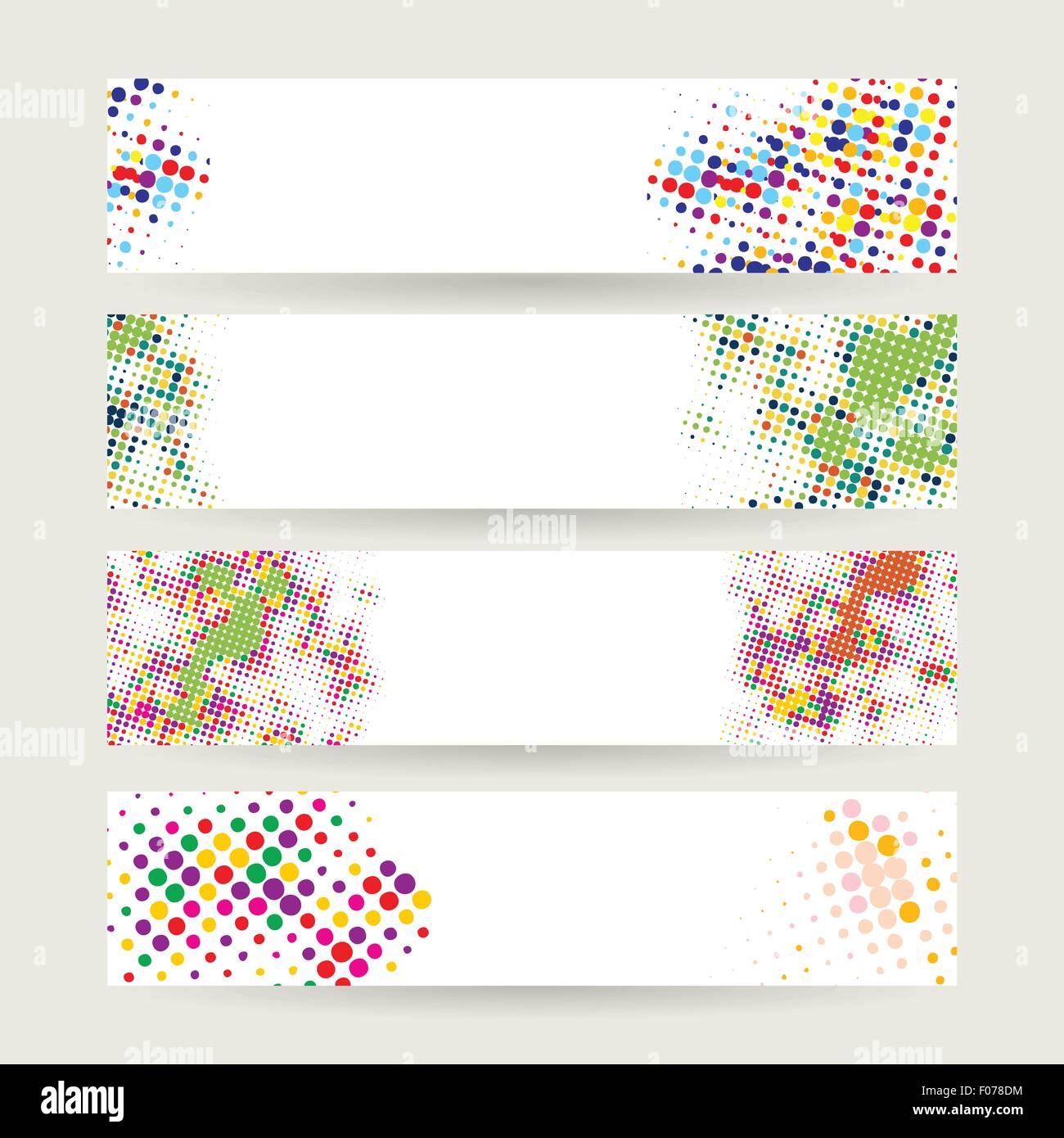 abstract color halftone web header set vector illustration Stock Vector