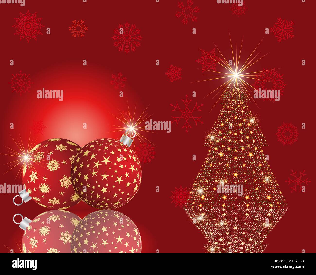 Christmas fir tree and balls with reflection Stock Vector Image & Art ...