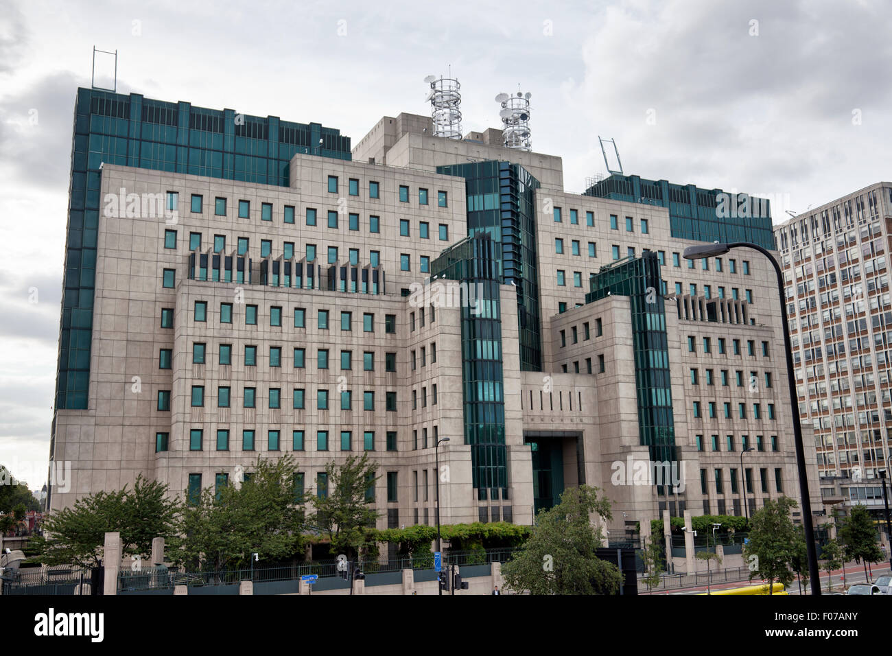 MI6 SIS Building viewed from Albert Embankment - London UK Stock Photo