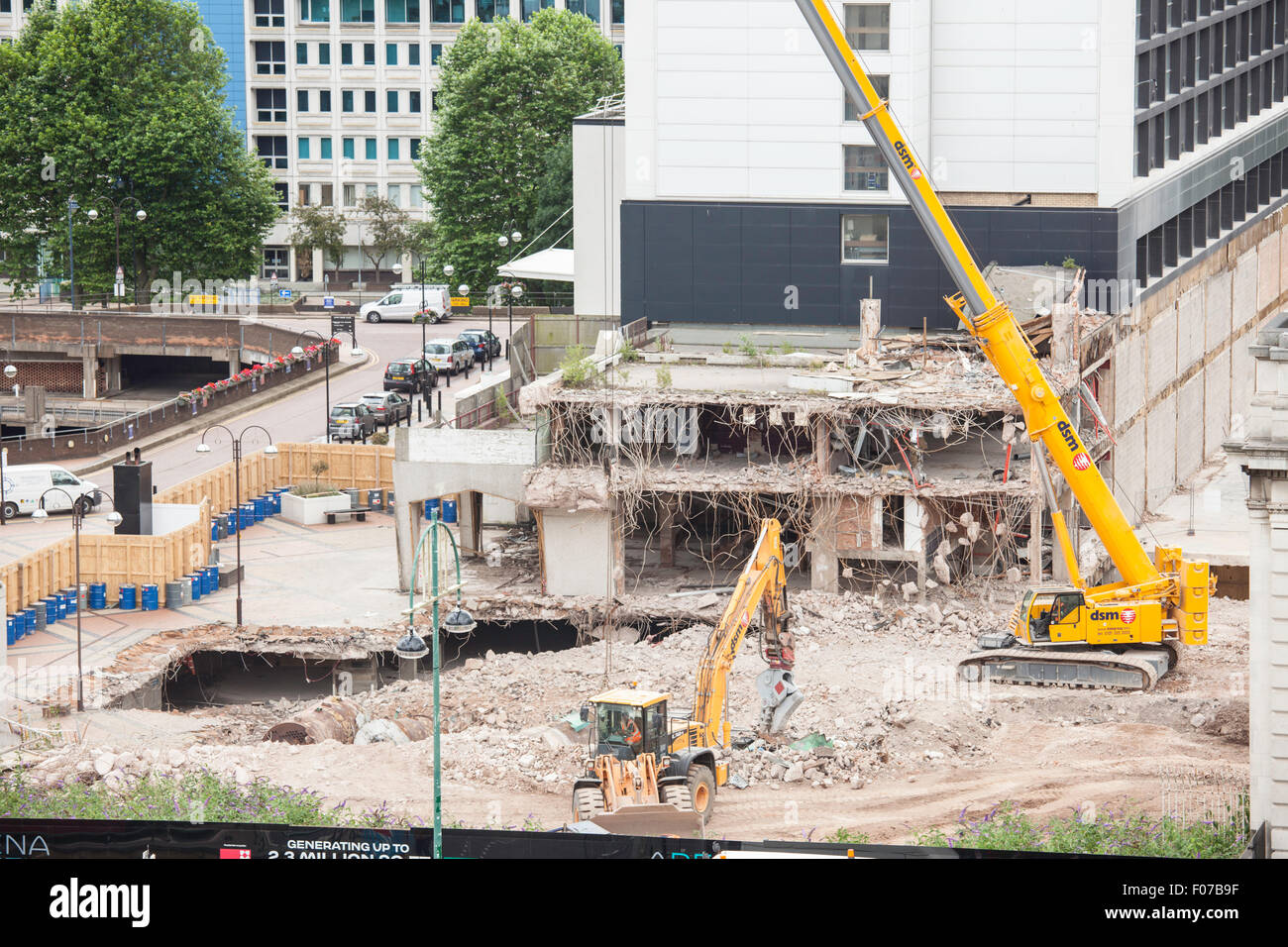 Building demolition on Broad Street, Birmingham, England, UK Stock Photo