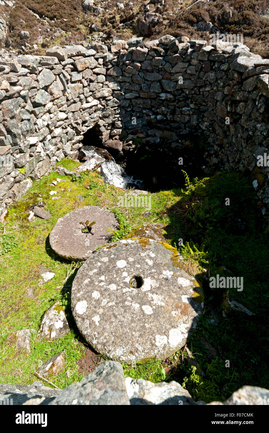 The Altan na Bradhan wheel mill near Achmelvich, Sutherland, Scotland, UK. Used for grinding corn until the late 1800s. Stock Photo