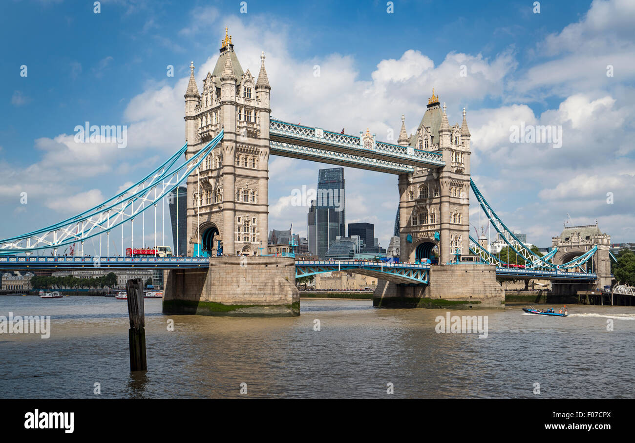 Tower Bridge views from Butler's Wharf looking towards the City of London Stock Photo