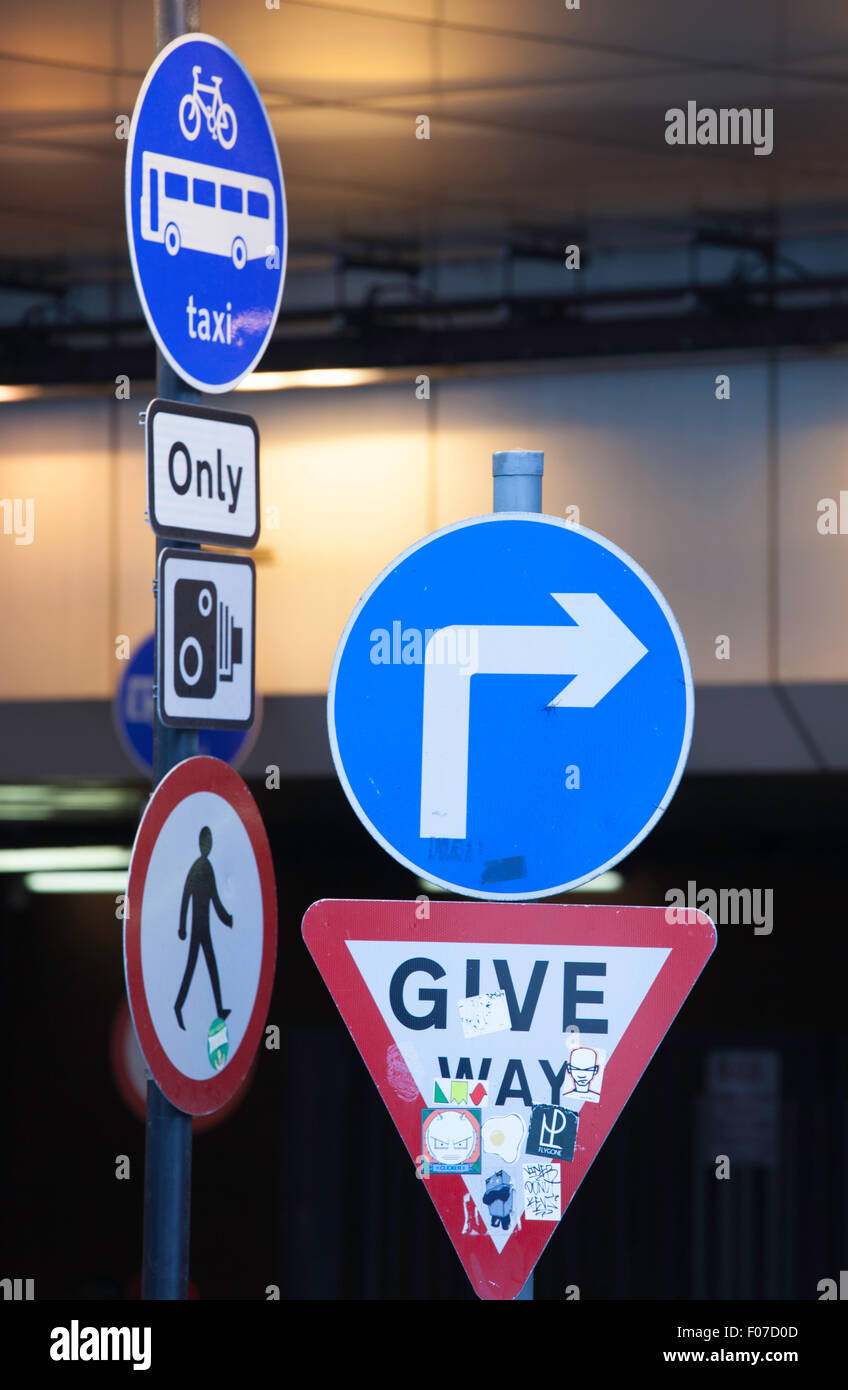 Traffic road signs, England, UK Stock Photo Alamy