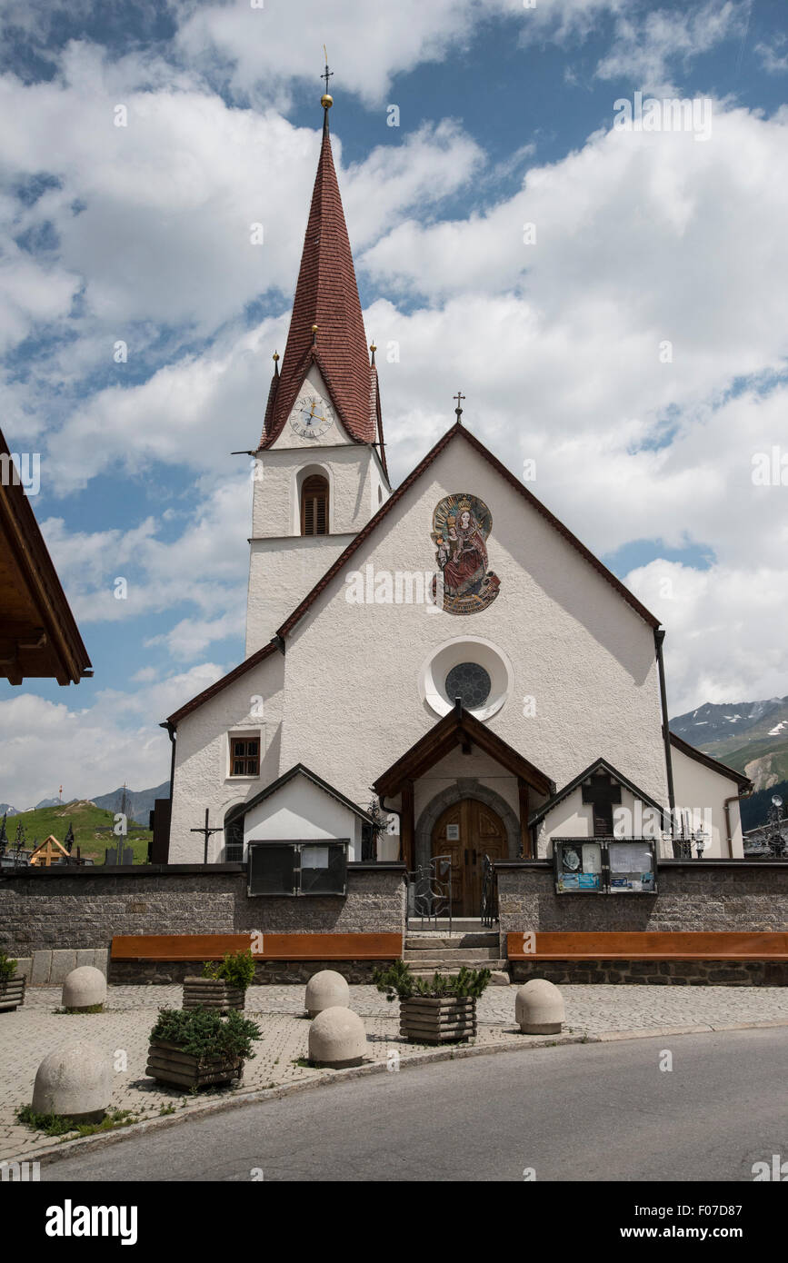 Images in and around the Tyrolean village of  Obergurgl Obergurgl village church Stock Photo