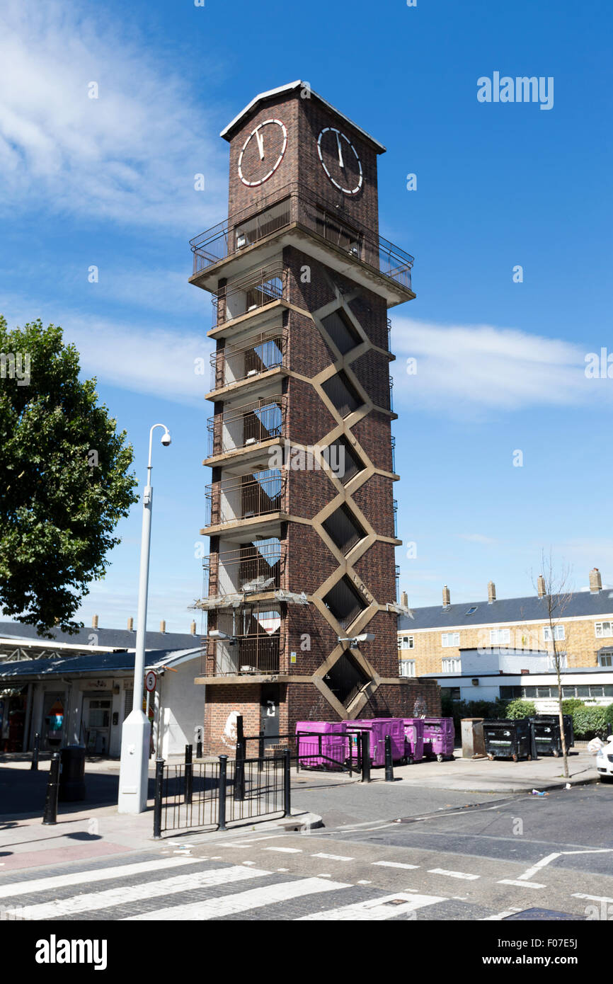 Clock Tower at Chrisp Street Market, Poplar, Tower Hamlets, London, England, UK Stock Photo Alamy
