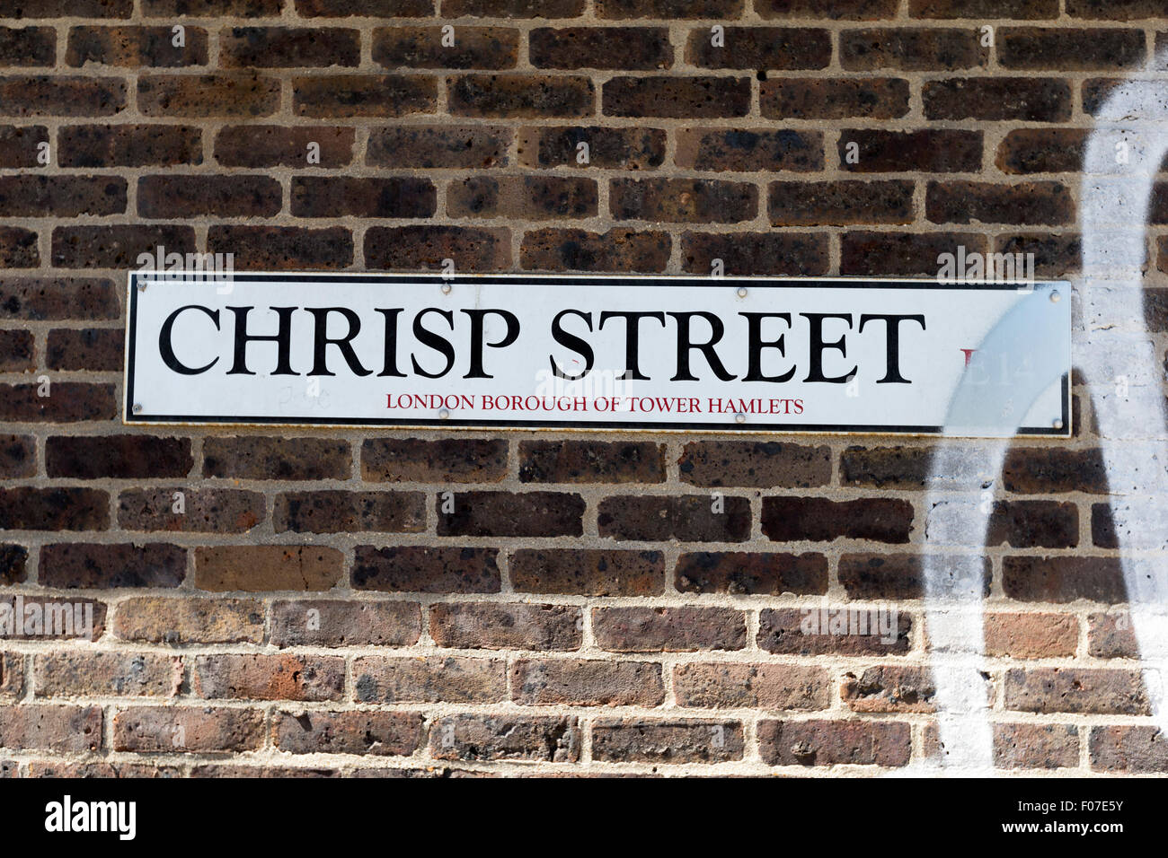 Chrisp Street, road sign, Tower Hamlets, London, England, UK. Stock Photo