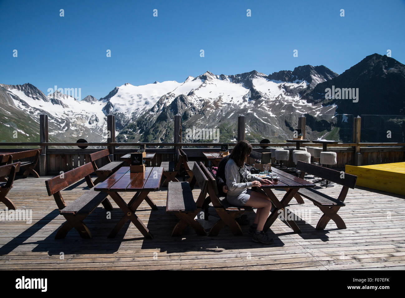General scenery near Obergurgl at the Hohe Mut cable car restaurant Stock Photo