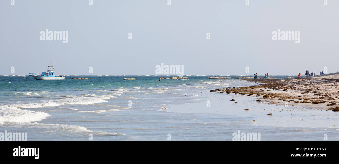 Tourists and locals at Diani Beach near Ukunda, Kenya Stock Photo