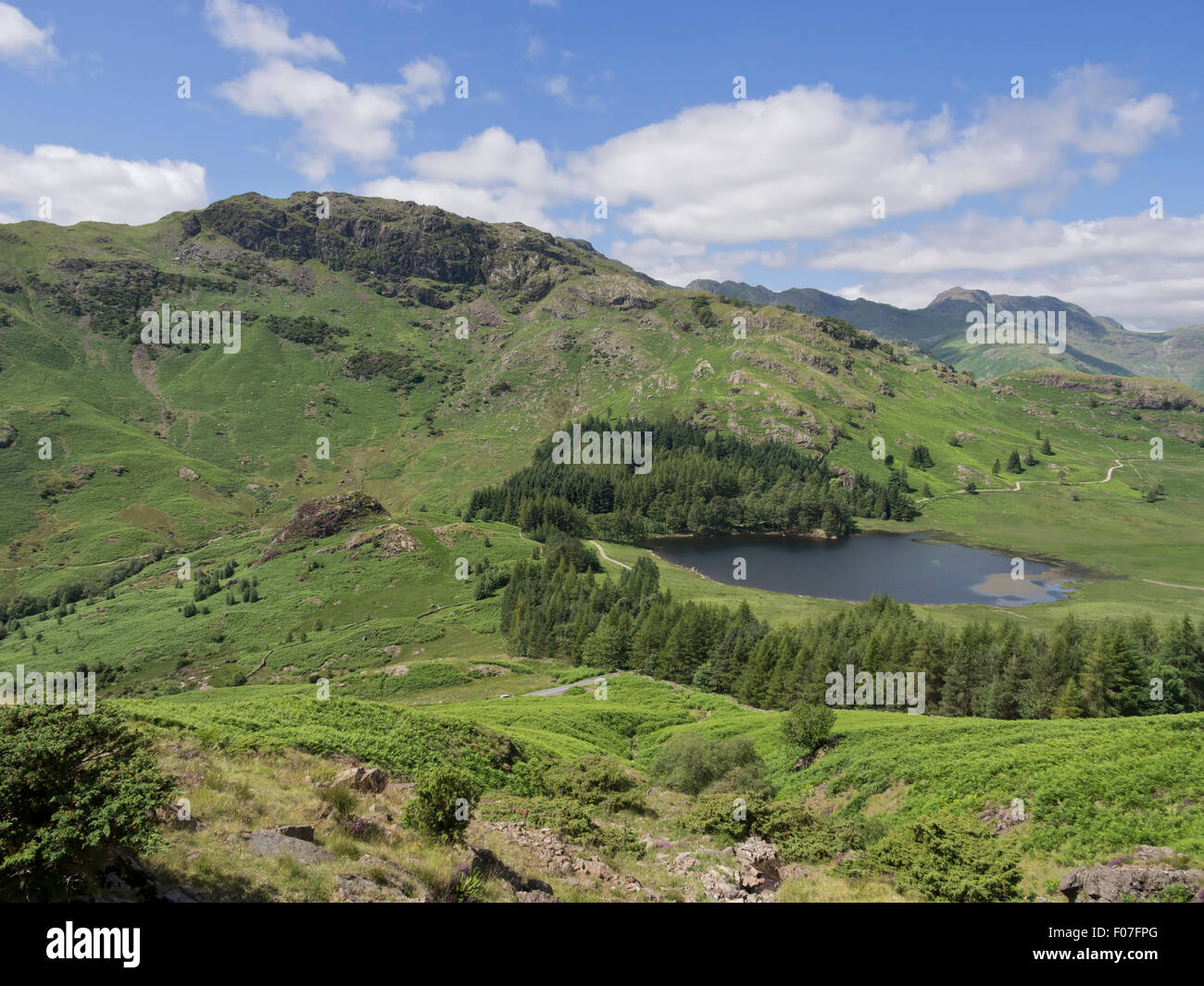 Blea Tarn and Wrynose Fell from Lingmoor Fell Stock Photo