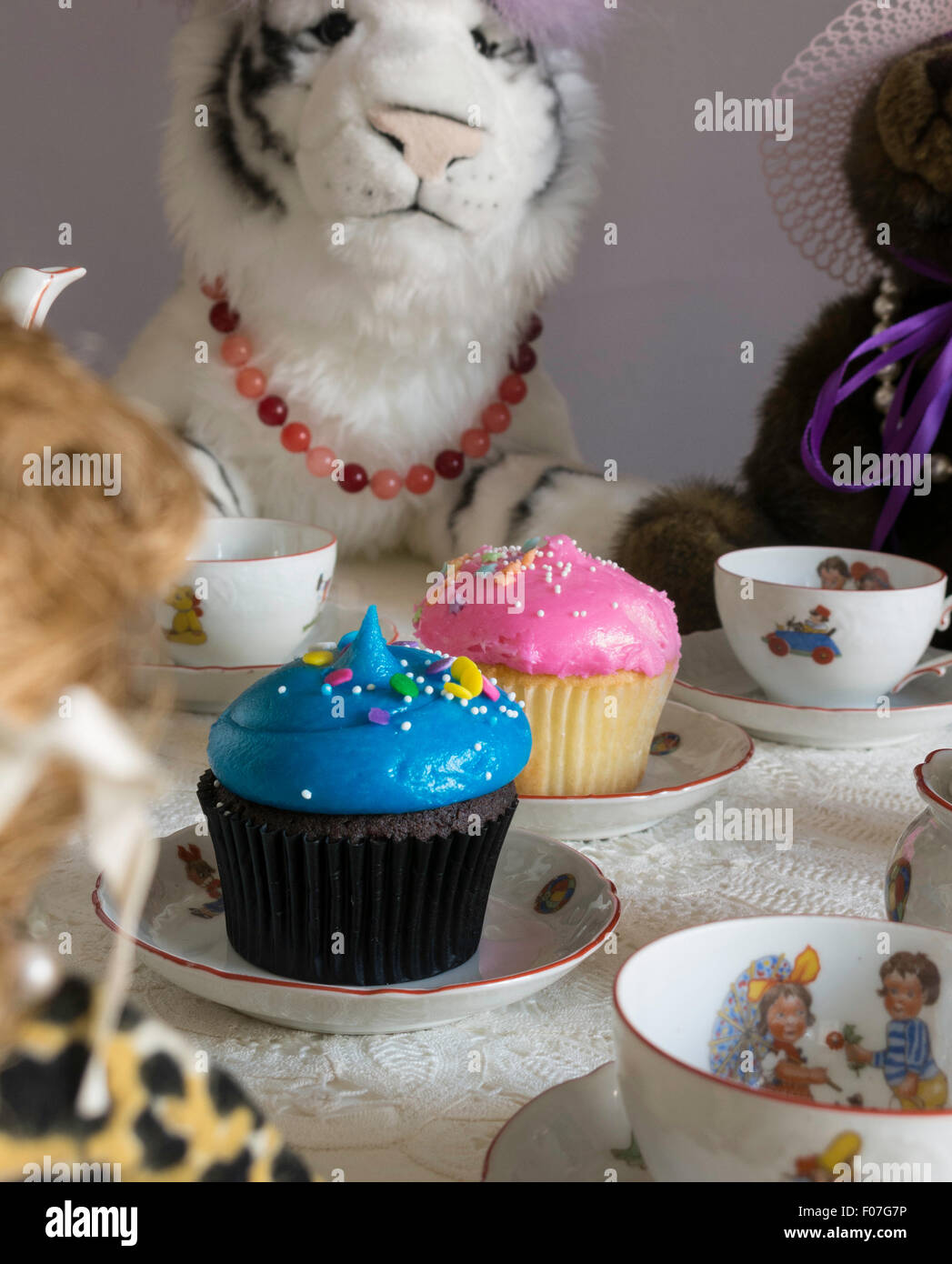 Stuffed Animal Tea Party, USA Stock Photo