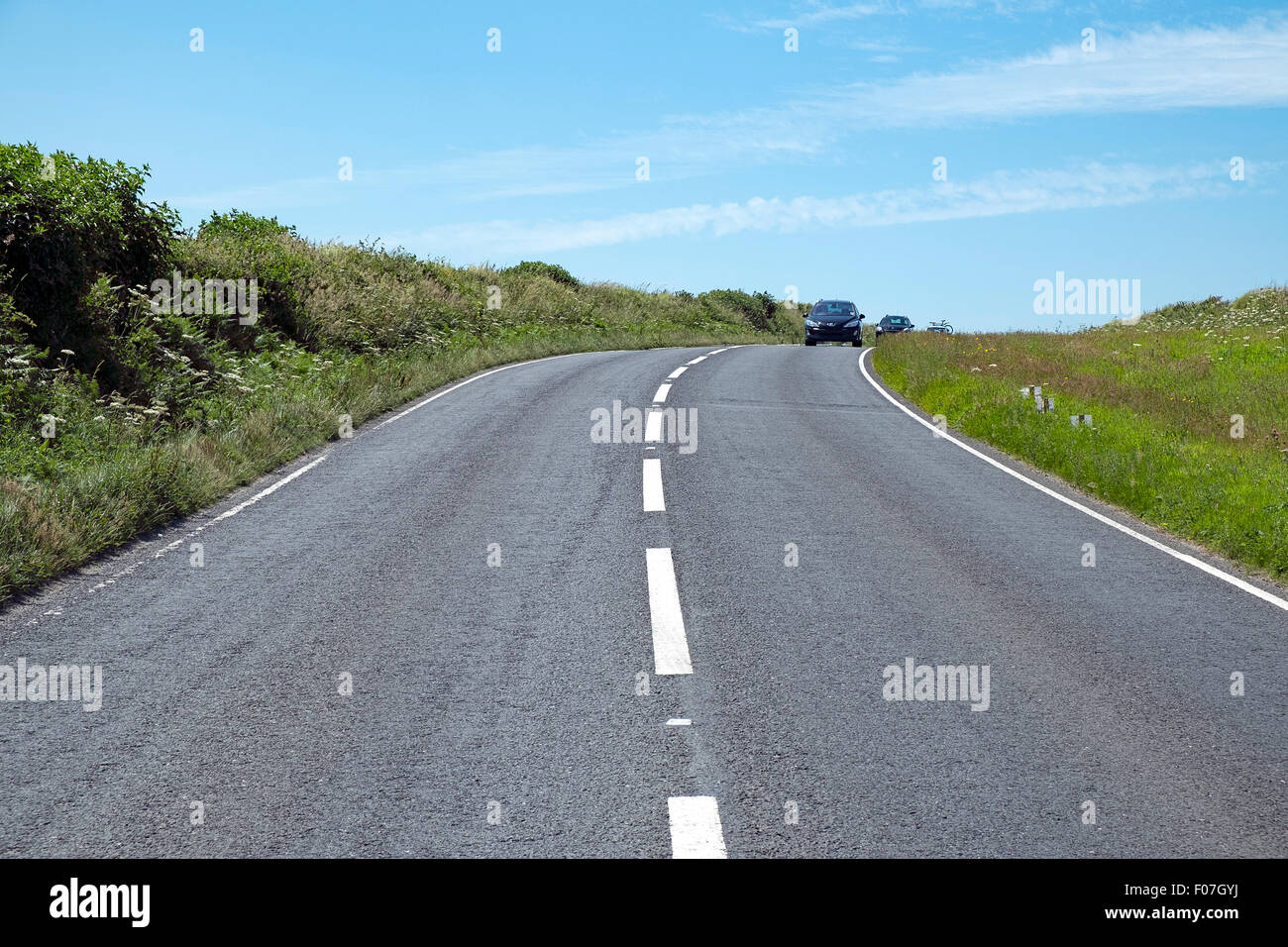 A country road in Cornwall, UK Stock Photo