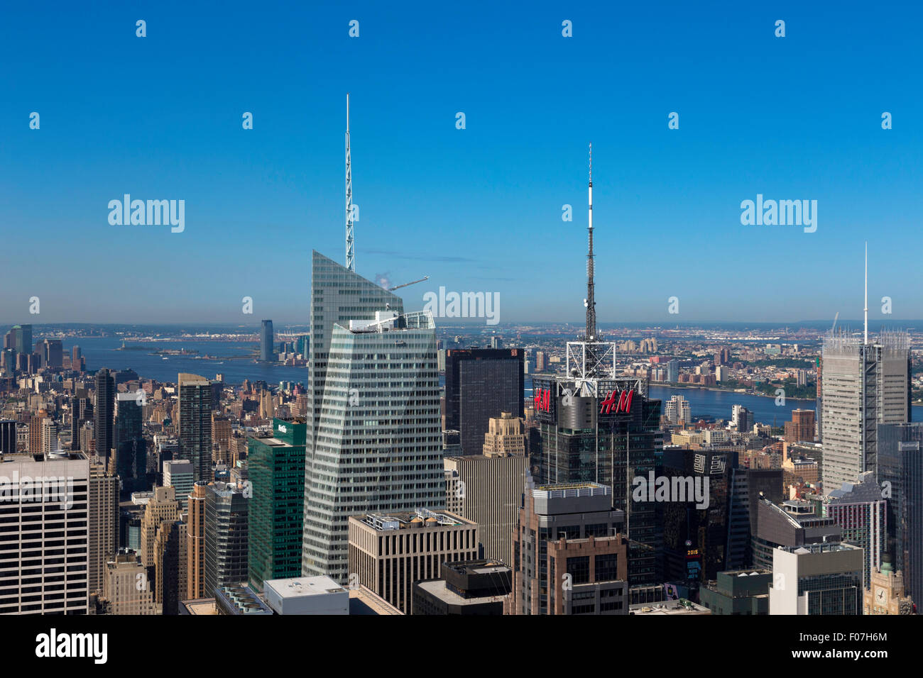 View from Top of the Rock Observation Deck, Rockefeller Center, NYC, USA Stock Photo