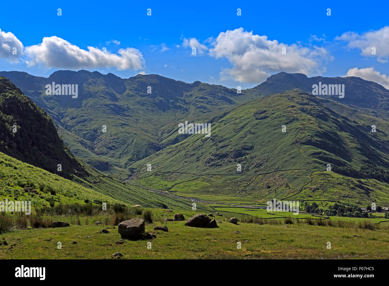 Great Langdale from Lingmoor Fell, Lake District, Cumbria Stock Photo