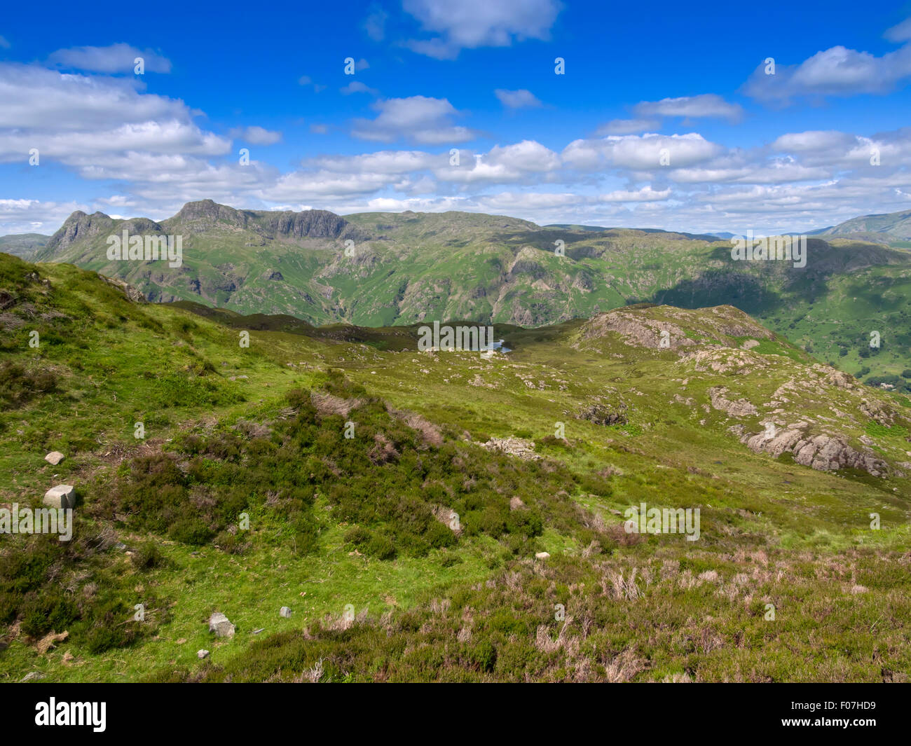 Lingmoor Fell and the Langdale Pikes, Cumbria Stock Photo