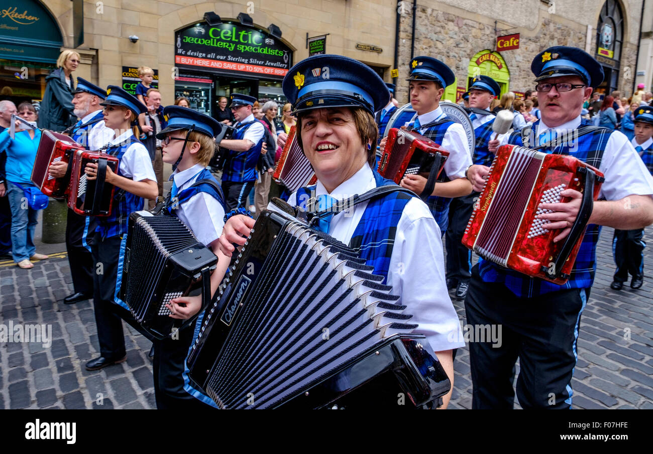 The Forth Bridges Accordion Band from Bo'ness march in Pipefest 2015 in