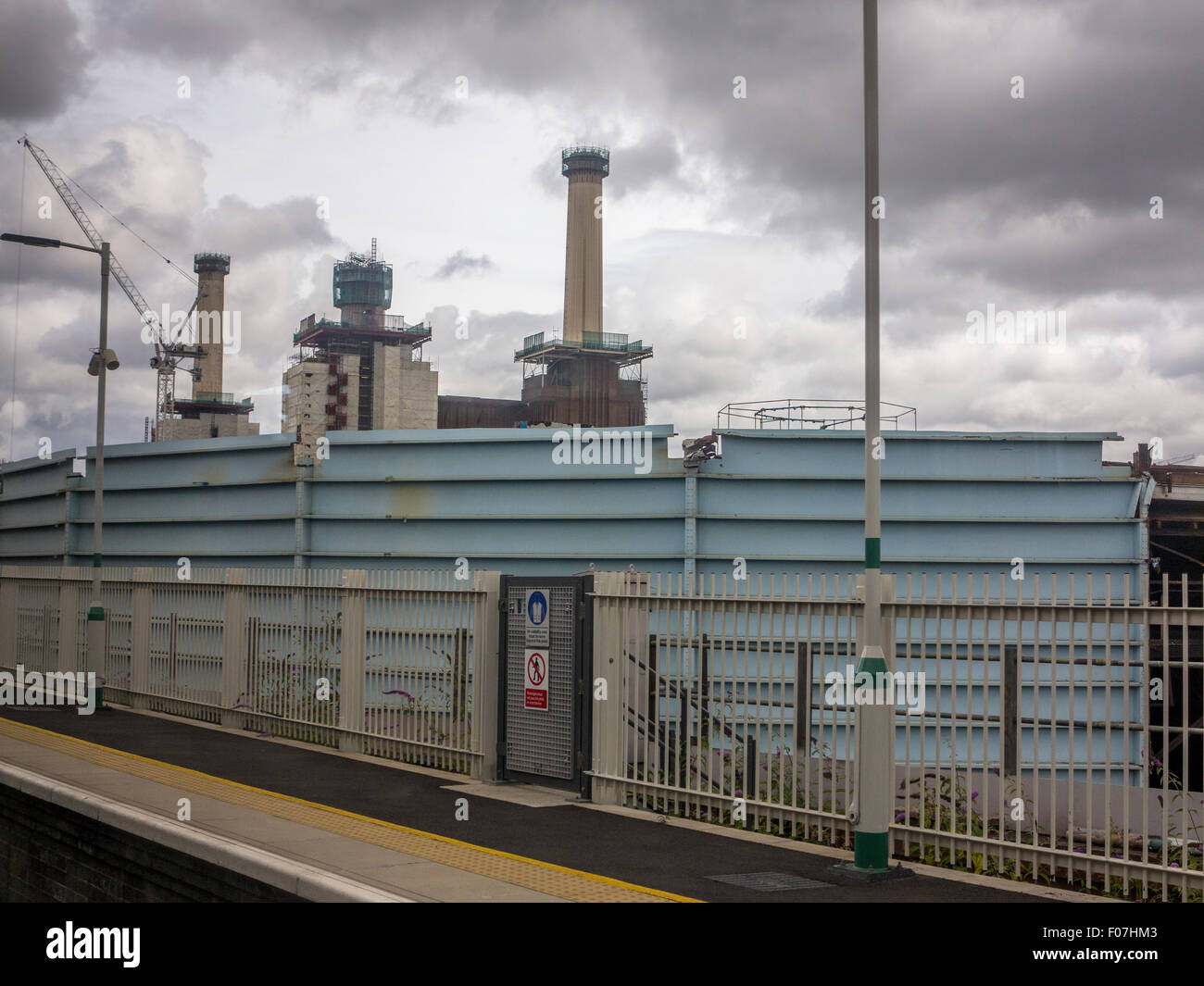 As a a part of the redevelopment of Battersea Power Station and the general area, the Battersea gas holders are being removed Stock Photo