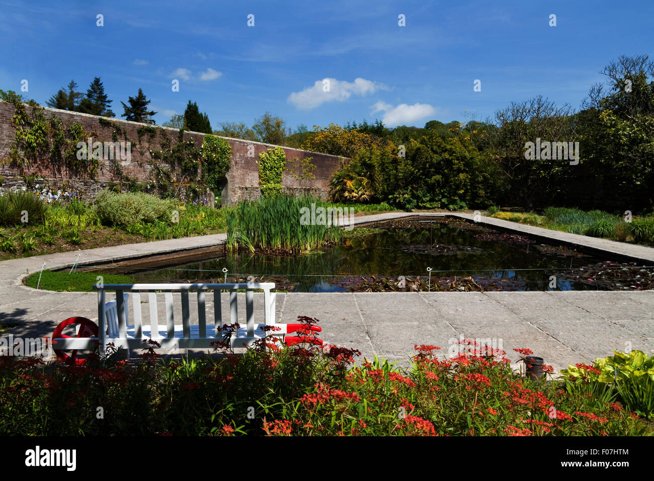 The Lily Pool in the Walled Garden, Mount Congreve Gardens, Near Kilmeaden, County Waterford, Ireland Stock Photo