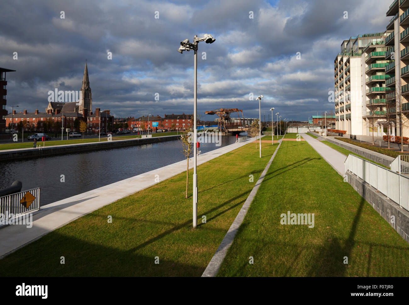 Spencer Dock in the regenerated Docklands Area, Dublin, Ireland Stock