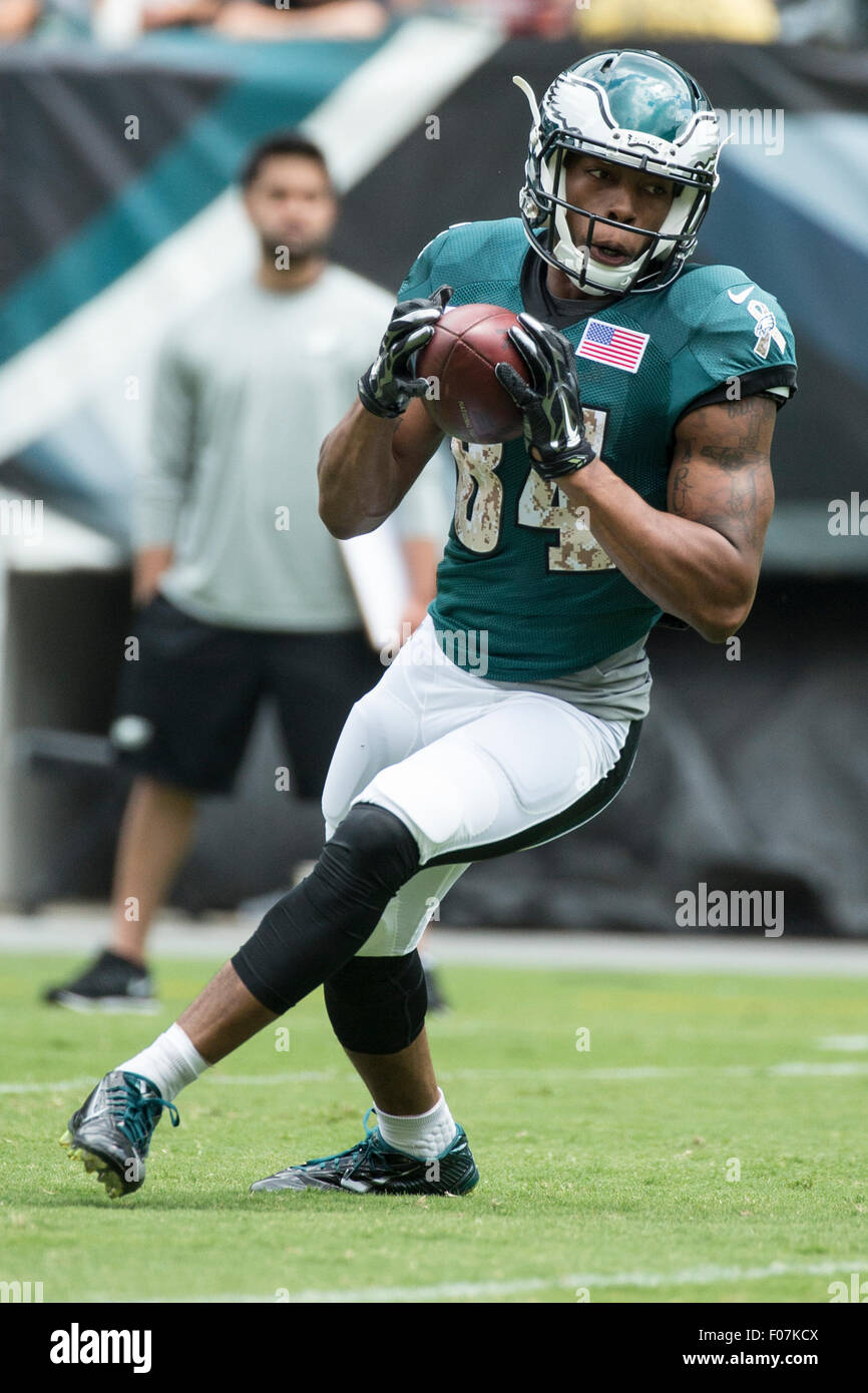 Philadelphia, Pennsylvania, USA. 9th Aug, 2015. Philadelphia Eagles wide receiver Mike Johnson (84) in action during training camp at the Lincoln Financial Field in Philadelphia, Pennsylvania. Christopher Szagola/CSM/Alamy Live News Stock Photo