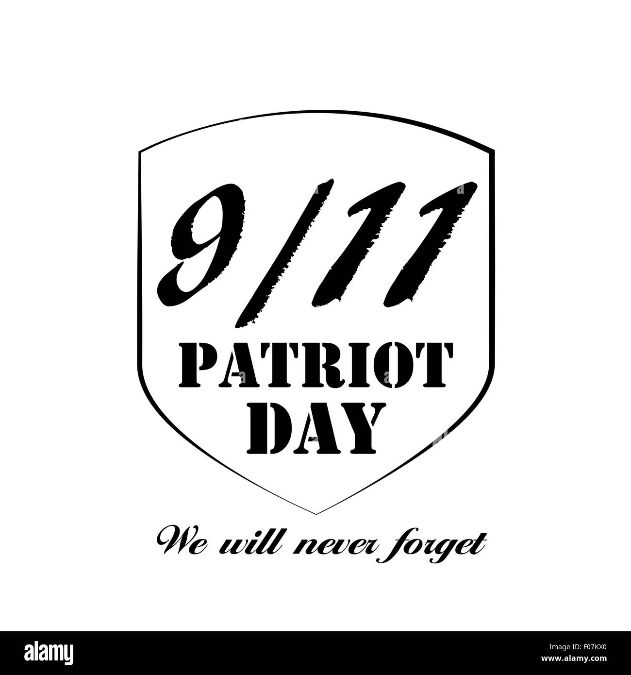 Patriot Day the 11/9 Label, We Will Never Forget  Vector Illustr Stock Vector