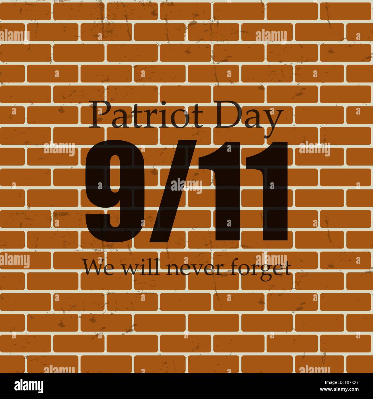 Patriot Day the 11/9 Label, We Will Never Forget  Vector Illustr Stock Vector