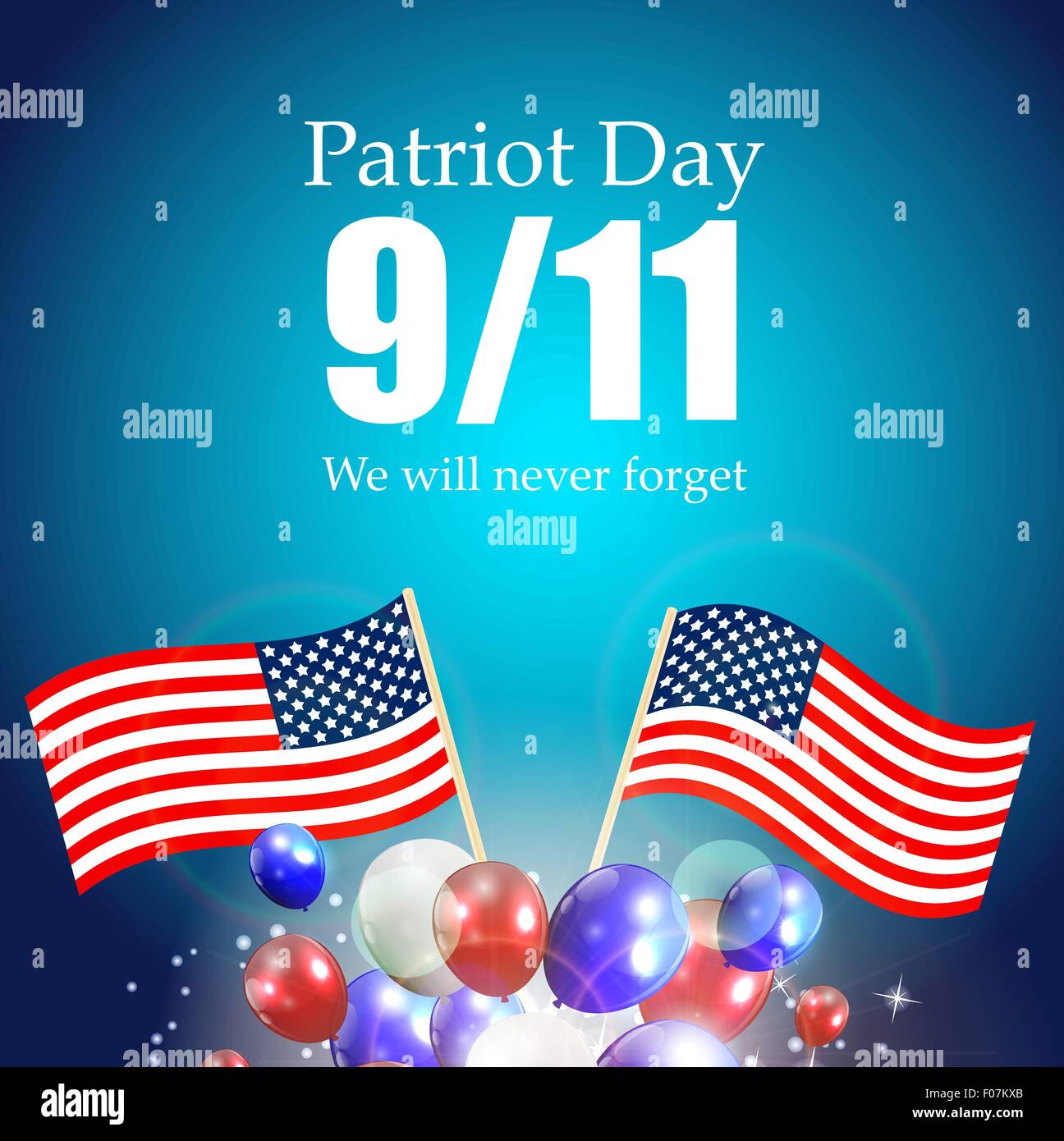 Patriot Day the 11/9 Label, We Will Never Forget  Vector Illustr Stock Vector