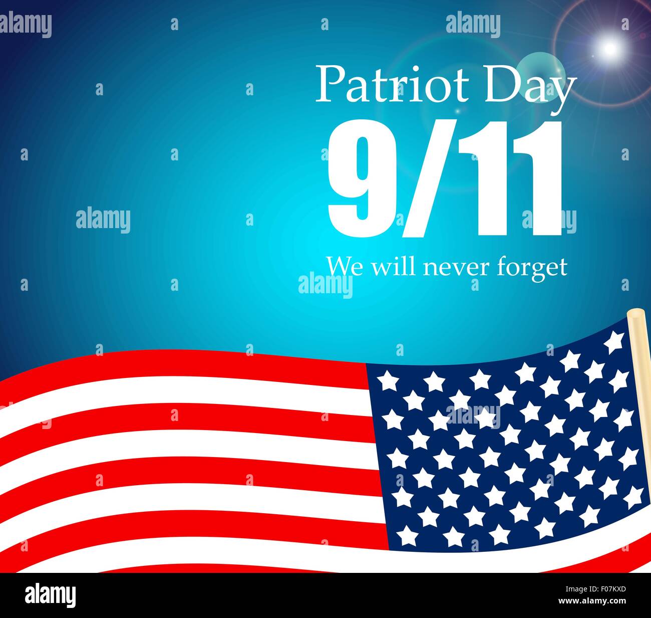 Patriot Day the 11/9 Label, We Will Never Forget  Vector Illustr Stock Vector