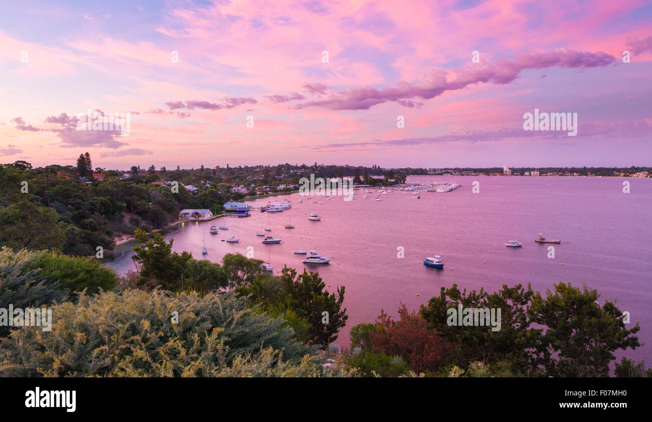 Looking down over Freshwater Bay, Peppermint Grove, the yacht club and