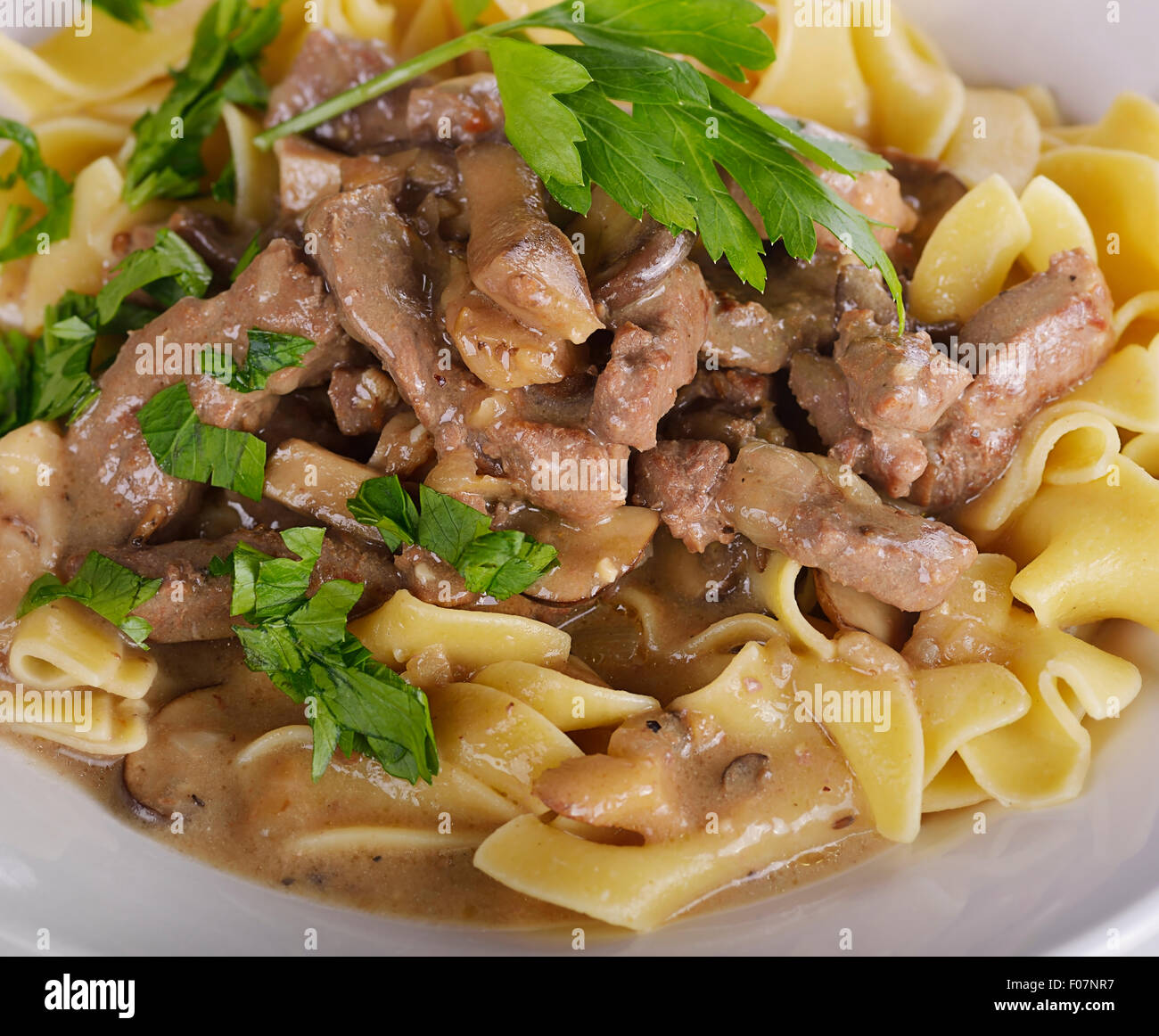 Beef Stroganoff with Egg Noodles Stock Photo Alamy