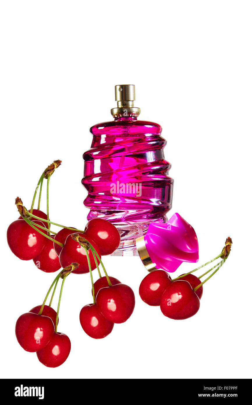 Perfume bottle white background, background and studio lighting Stock Photo