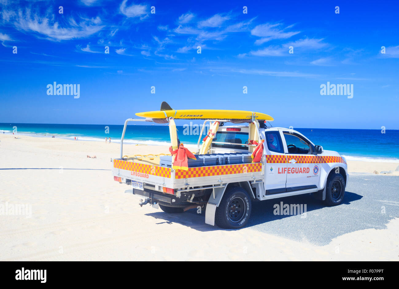 Australian Lifeguard Service 4WD vehicle on the beach. City Beach