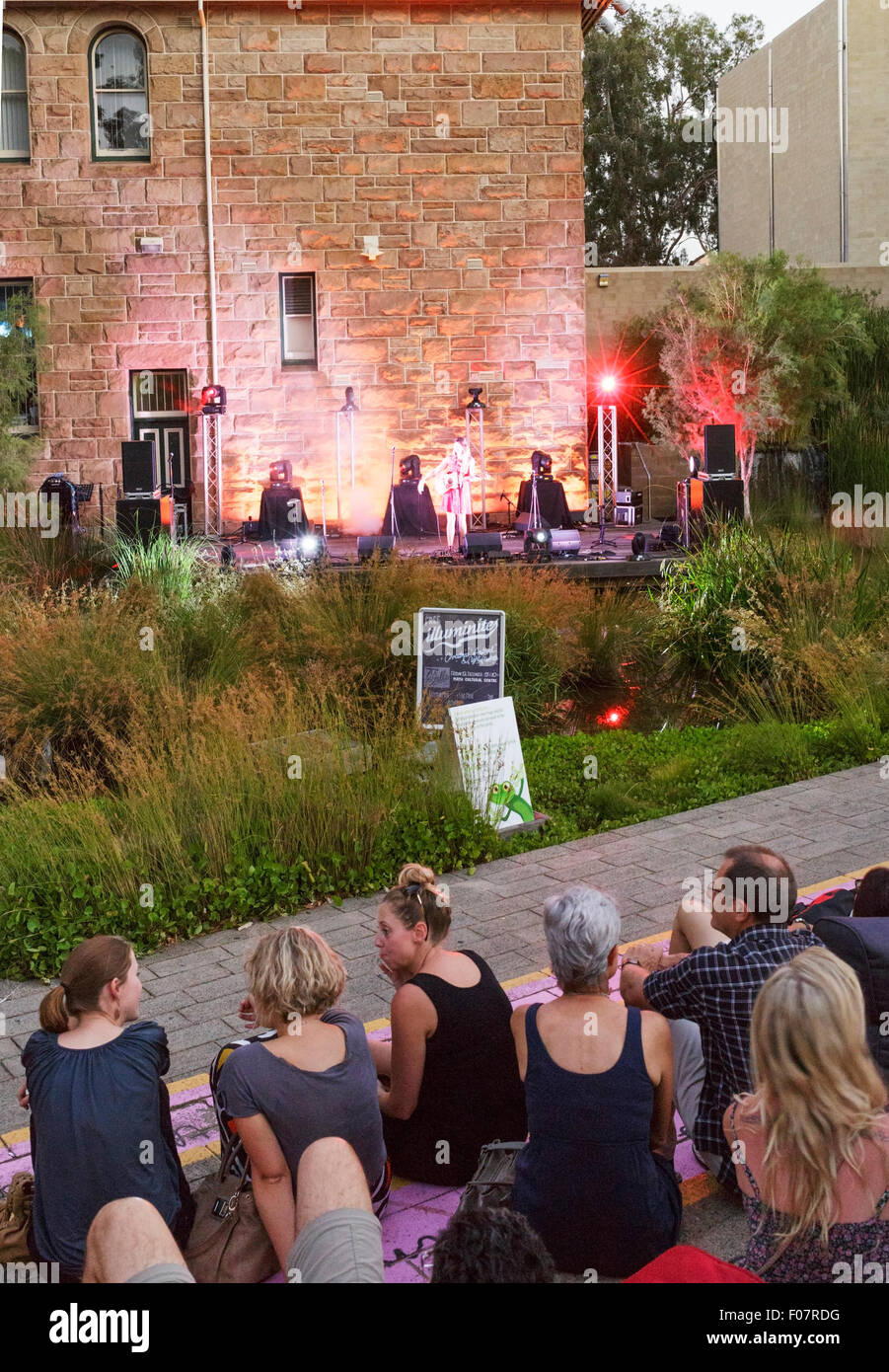 Free outdoor concert at the Perth Cultural Centre. Stock Photo