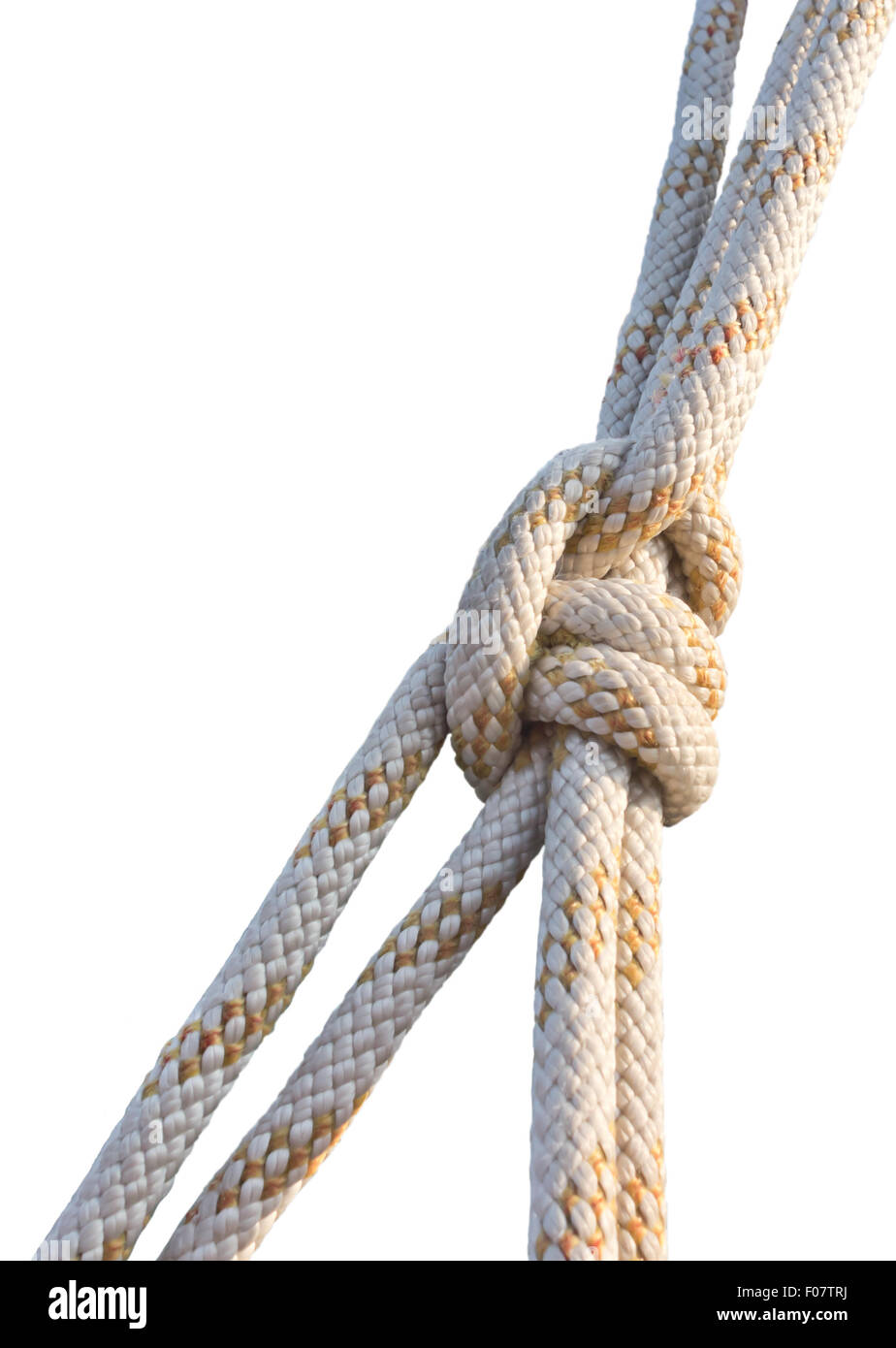 ship ropes with knot isolated on white background Stock Photo