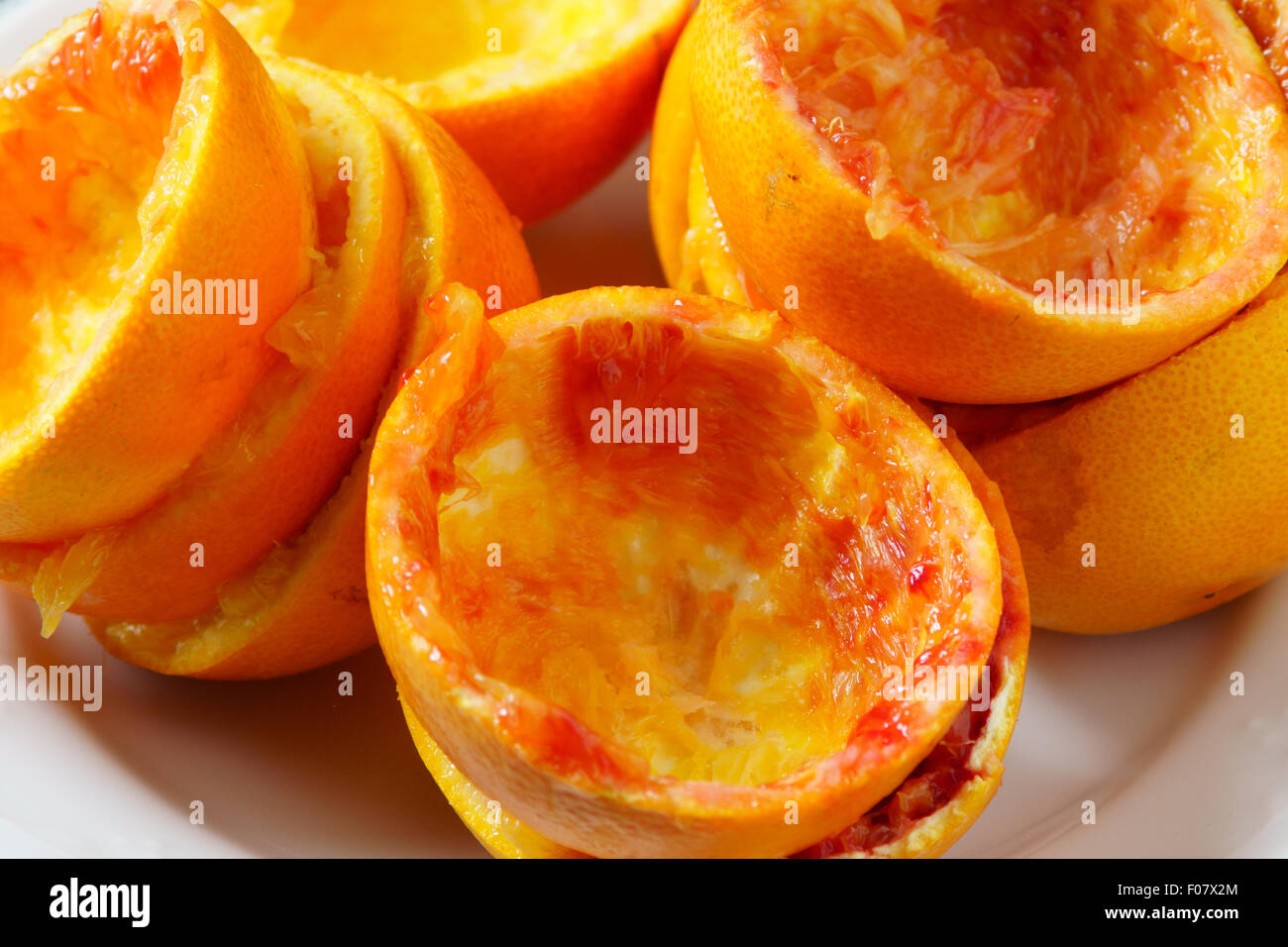 Sicilian oranges Sicilian citrus, white background closeup Stock Photo