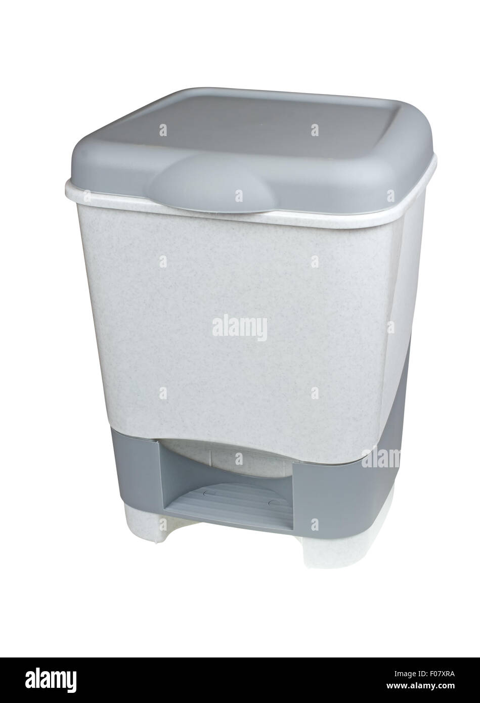 the gray trash can with lid isolated on white background Stock Photo
