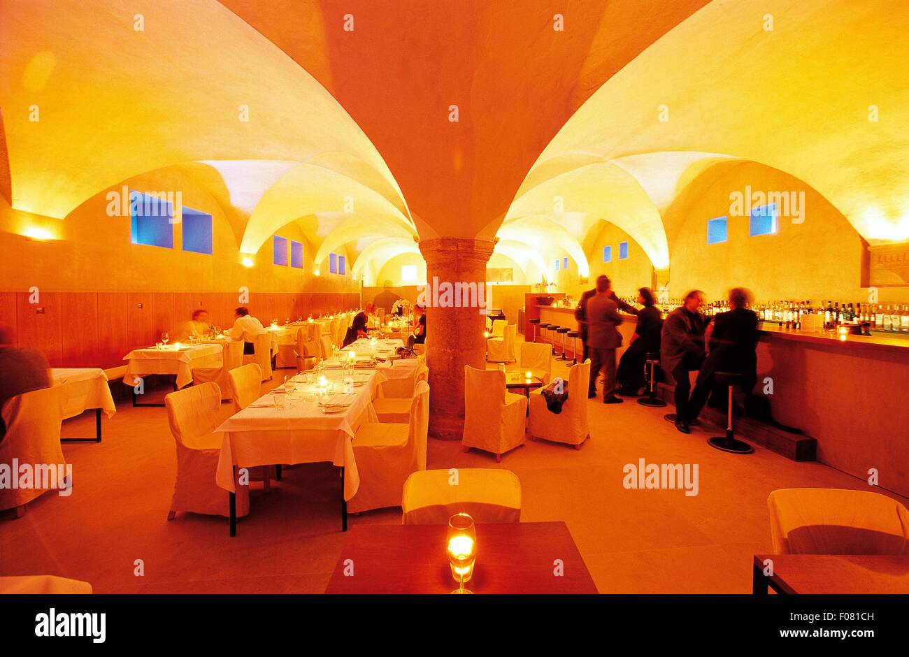 Long bar counter and Restaurant Johan with vaults in Graz, Austria