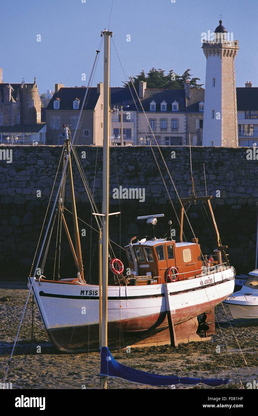 Fishing boat at port of Roscoff, Brittany, France Stock Photo