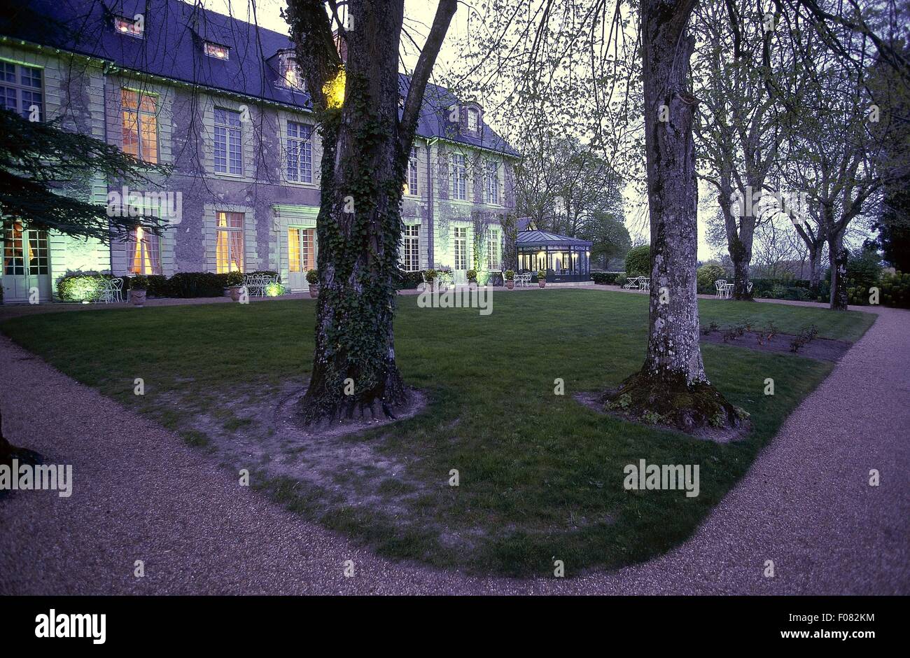 View of Chateau De Noirieux Hotel, Briollay, France Stock Photo