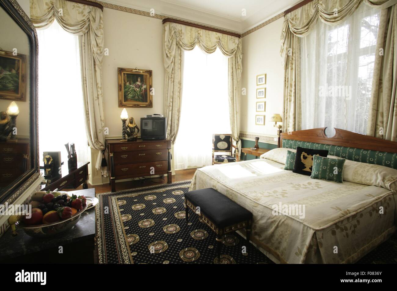 Bedroom of hotel, Germany Stock Photo Alamy