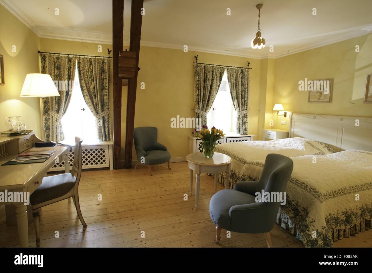Bedroom of hotel, Germany Stock Photo Alamy