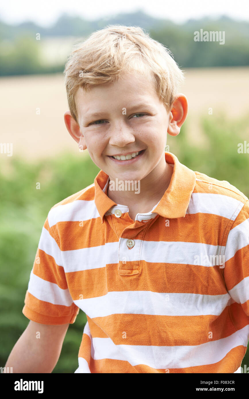 Outdoor Head And Shoulder Portrait Of Boy Stock Photo Alamy