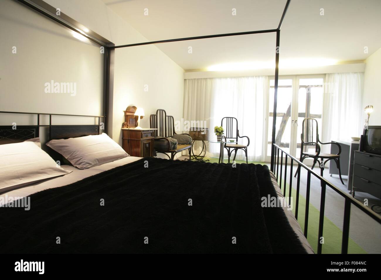 Bedroom of hotel, Germany Stock Photo Alamy
