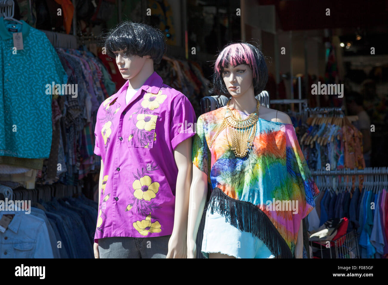Mannequins in front of a shop in Camden High Street, London, UK Stock Photo