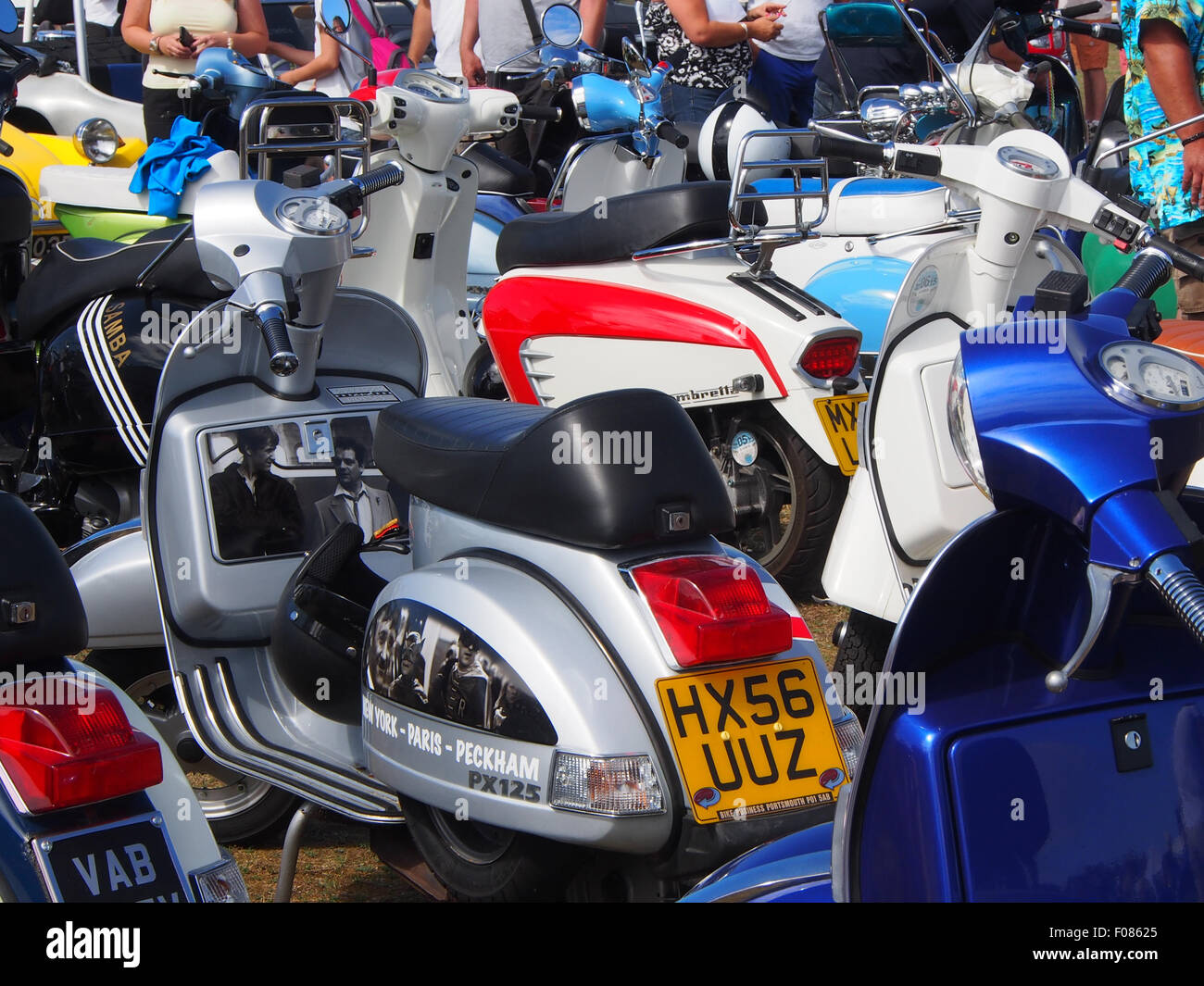 Scooters at a scooter rally Stock Photo