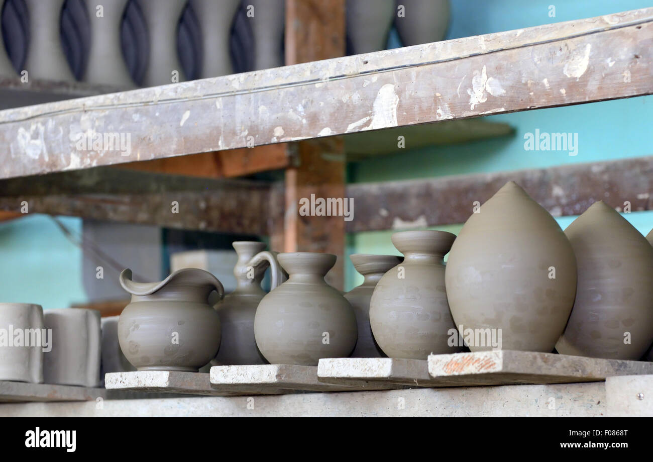 Clay pottery ceramics drying before being fire Stock Photo Alamy