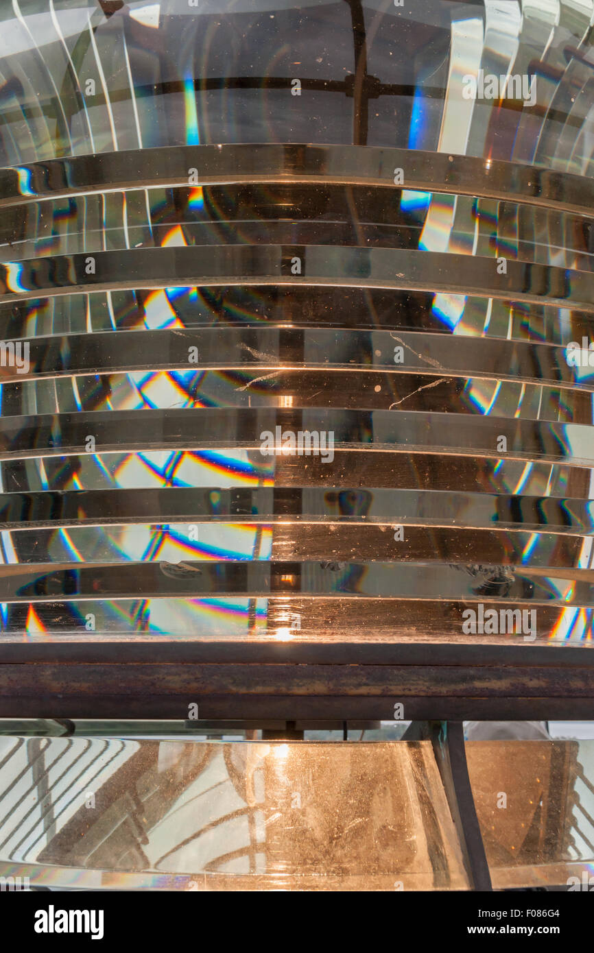 Fresnel lens, San Luis Point Lighthouse. A Fresnel lens is a type of  compact lens originally developed by French physicist Augustin-Jean Fresnel  for l Stock Photo - Alamy